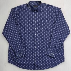 Jack Victor Reflex Stretch Mens Owl Print Long Sleeve Blue Button Up Sz 19 36/37